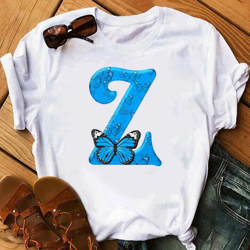 T-Shirt Oversize Femme Imprimé Papillon & Lettres Manches Courtes – Style Harajuku Graphic | Tendance Été