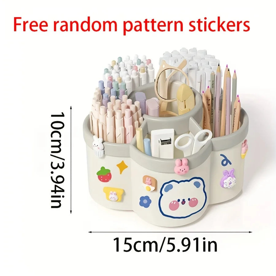 Porte-Stylos 360° Rotatif Multifonction – Organisateur Bureau Maquillage Papeterie Étudiant