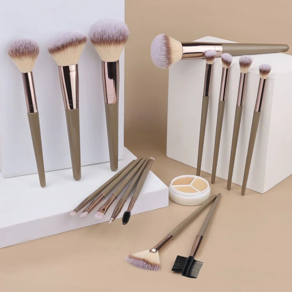 Set Pinceaux Maquillage Fluffy 3 à 20 Pcs – Poudre Libre, Fards & Blush | Brosse Fond de Teint Femme