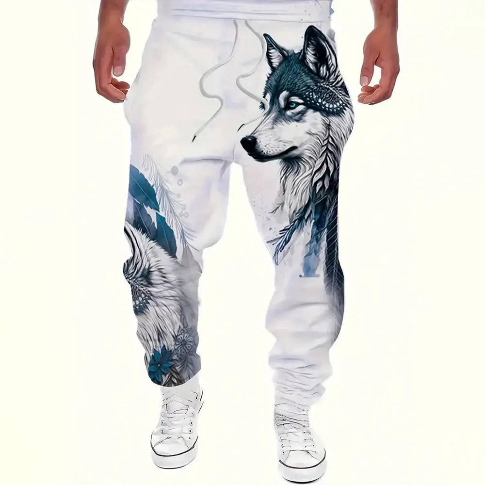 Herren-Freizeithose mit lockerem Schnitt und Kordelzug, große Größen, Sport-Sweatpants, Winter, neue, dicke, warme Jogginghose, modische Jogginghose mit Drachen-Print