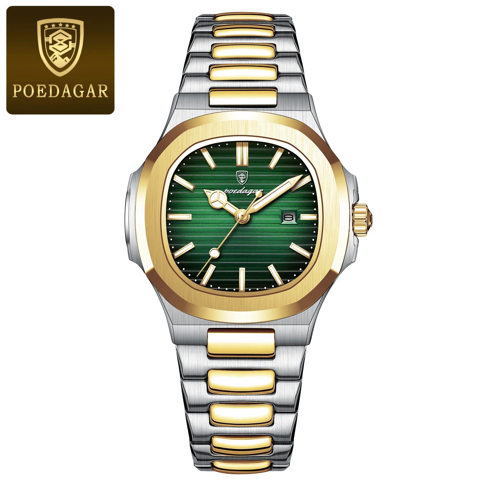 Montre Femme POEDAGAR Carrée Luxe Quartz – Lumineuse Étanche Date Acier Fashion