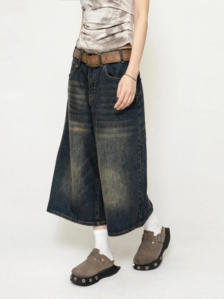 Short Jean Femme Taille Haute Noir Vintage Harajuku Y2K Streetwear – Denim Lavé Loose Casual Mi-Long | Mode