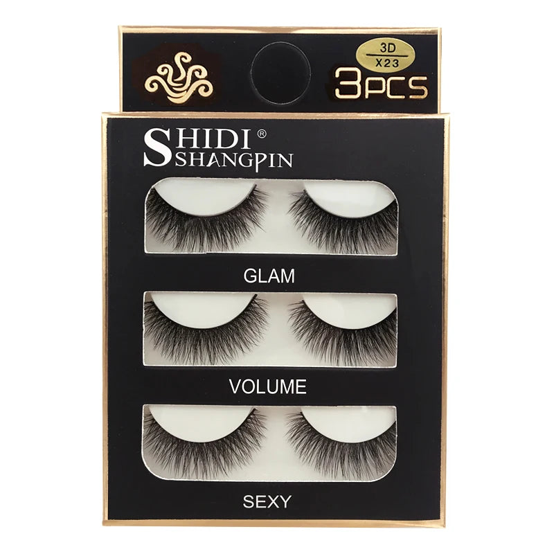 Lot 3 Paires Faux Cils 3D Vison SHIDISHANGPIN – 27 Styles Fluffy Wispy Épais | Cils Faux Faits Main Maquillage Yeux