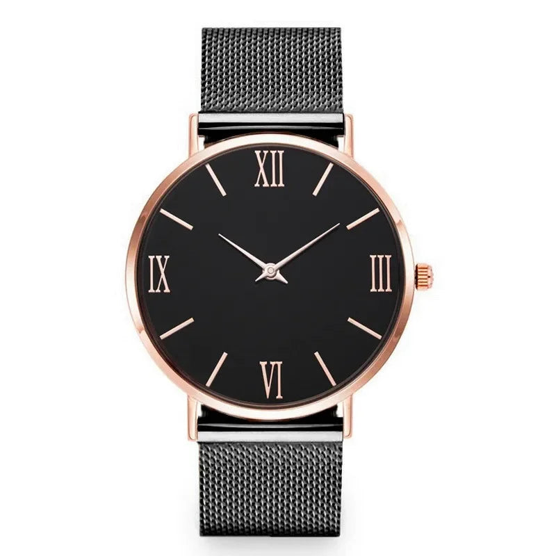 Montre Femme Luxe Quartz Analogique Bracelet Maille Métal – Simple Élégante Fashion Casual