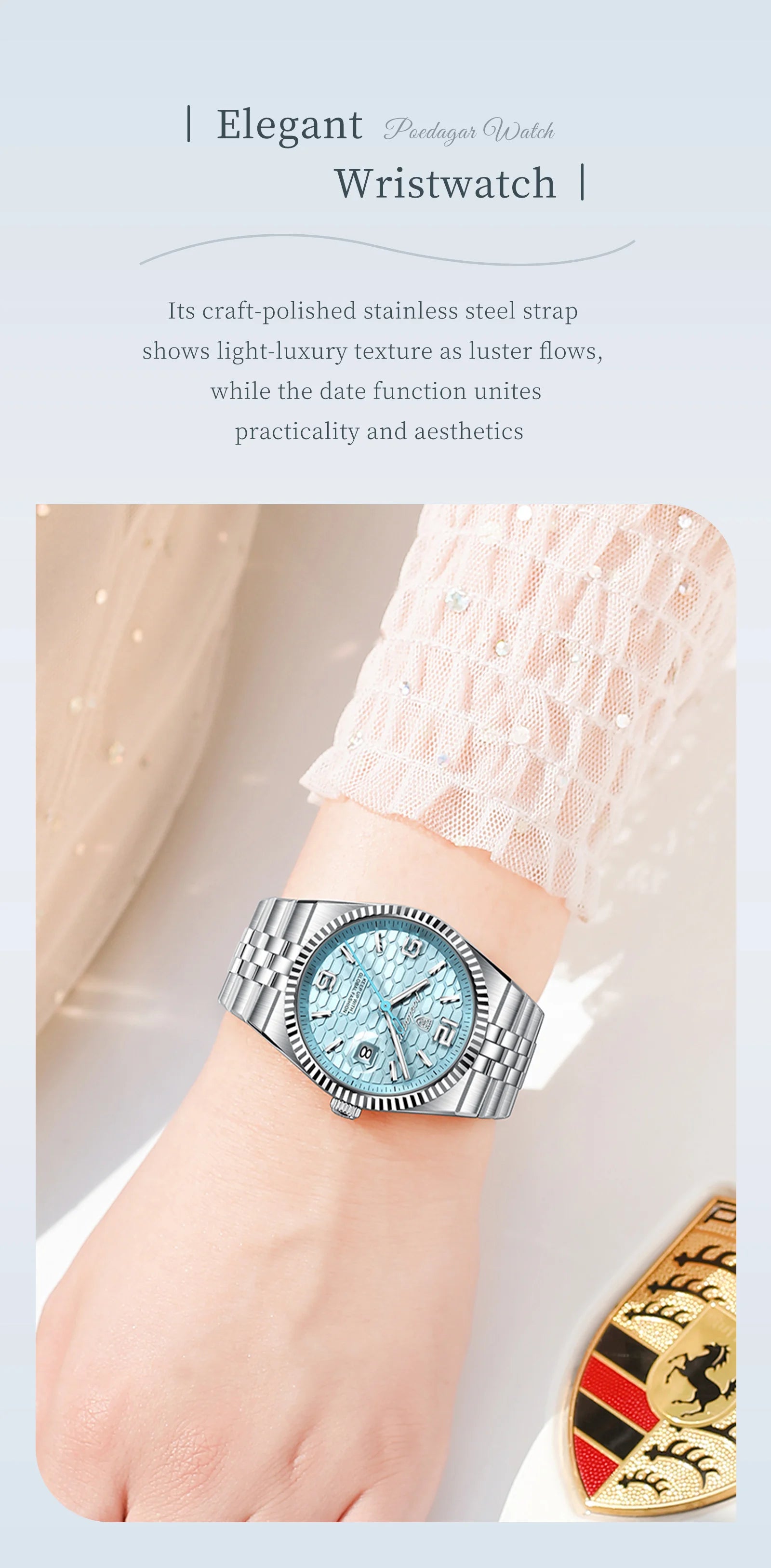 Montre Femme POEDAGAR Élégante Luxe Quartz – Lumineuse Étanche Date + Boîte Cadeau