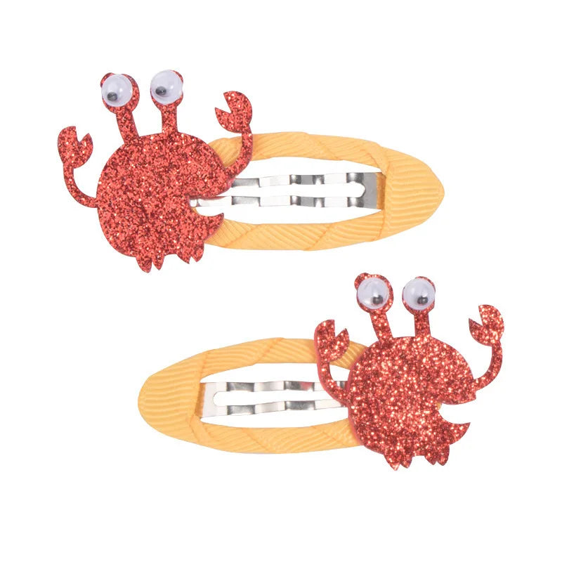 Lot 2 Barrettes Fille Bébé Motifs Adorables – Pinces Cheveux Enfant Animal Fruit Fleur Lapin Kitty