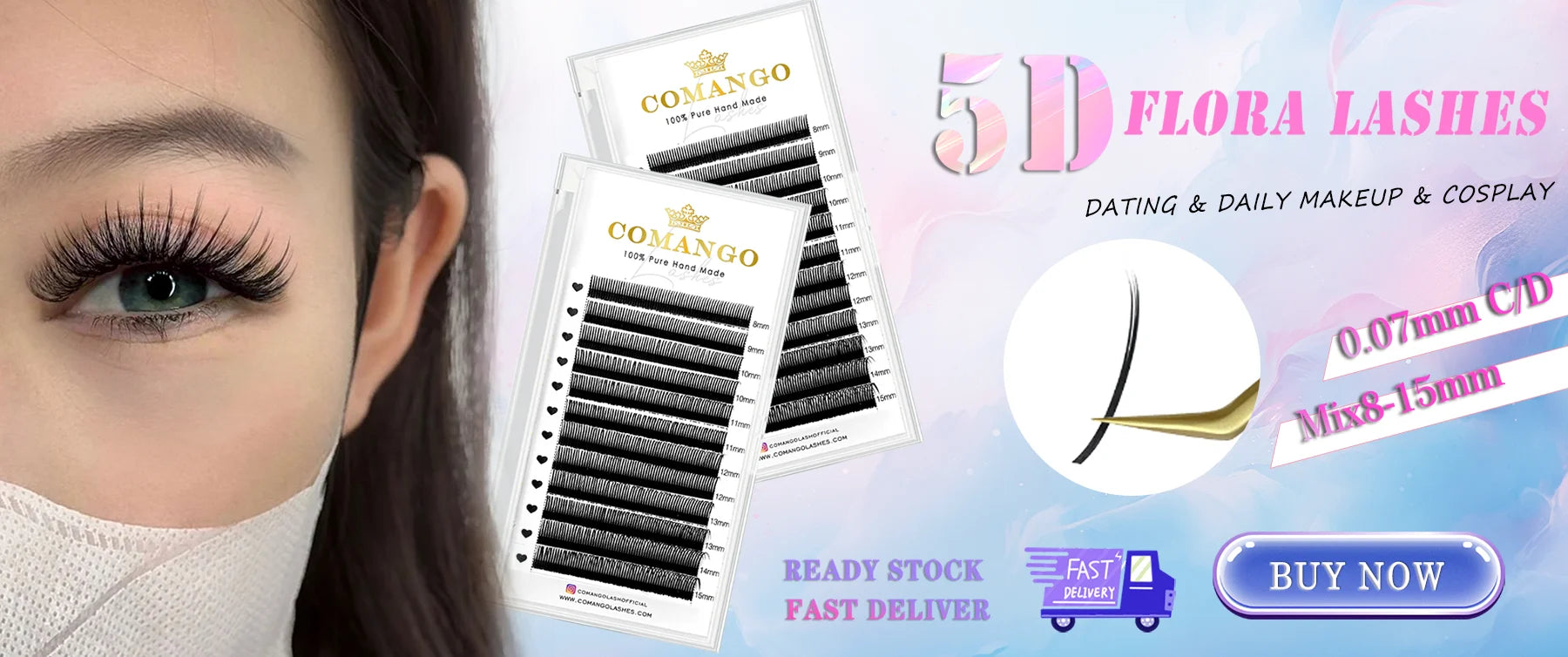 Extensions Cils CoMango Fox Anime Spire – Fans Pré-faits Volume Naturel | Fournisseur Maquillage