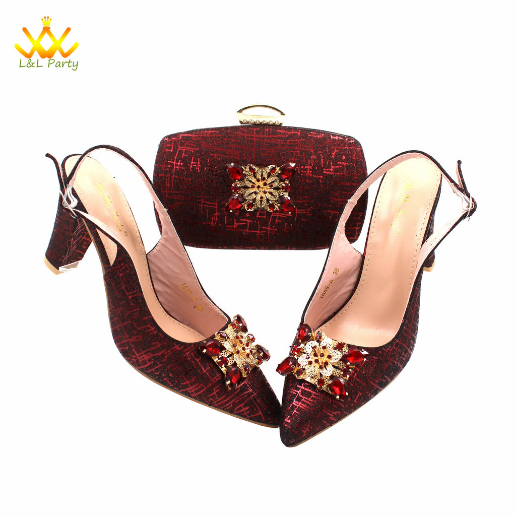 Ensemble Chaussures + Sac Italien Orange Cristal – Pumps Luxe Mariage Fête 2024