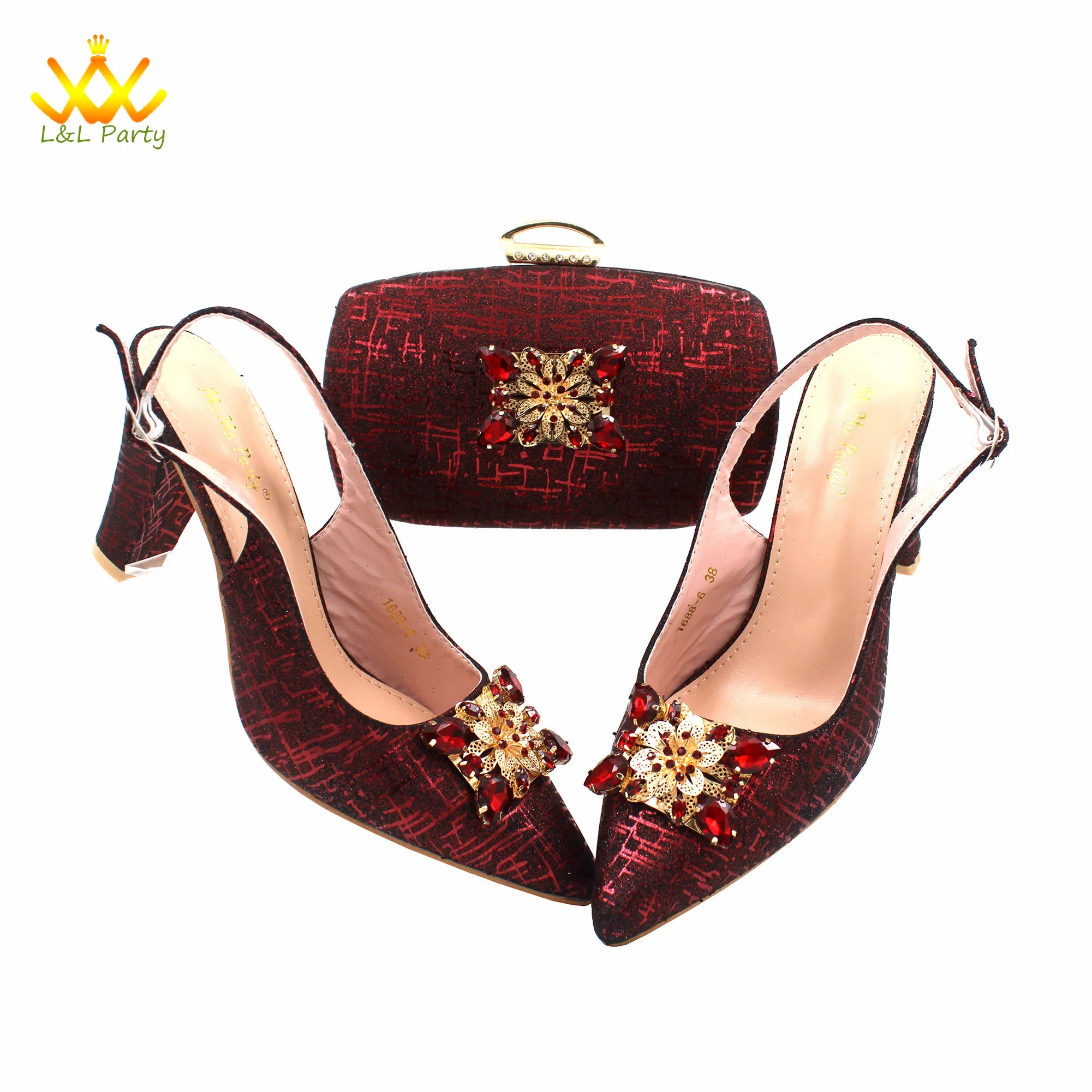Ensemble Chaussures + Sac Italien Orange Cristal – Pumps Luxe Mariage Fête 2024