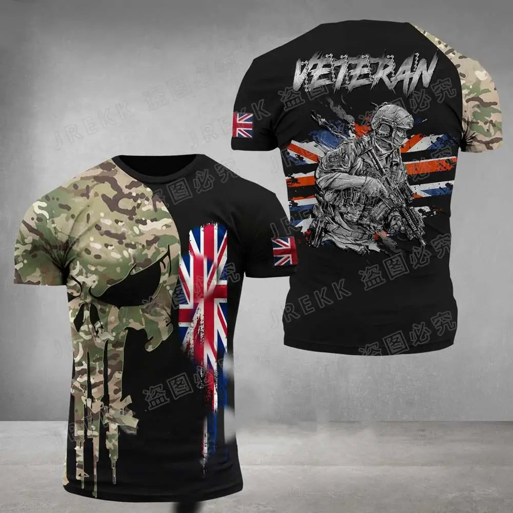 T-Shirt Homme Drapeau Britannique Graphic 3D Imprimé Camouflage Terrain Gym Haute Qualité Manches Courtes Été Casual Patriotique Tendance Confortable – T-Shirt Graphic 3D Premium Drapeau Britannique Camouflage | Mode Homme Graphic Premium