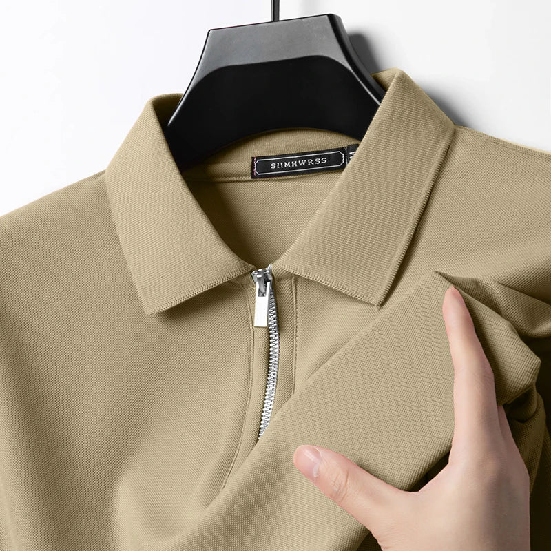 Polo Homme Été Slim Fit Col Retourné Demi-Zip Respirant Manches Courtes Couleur Unie Confortable | Mode Homme Élégant Casual