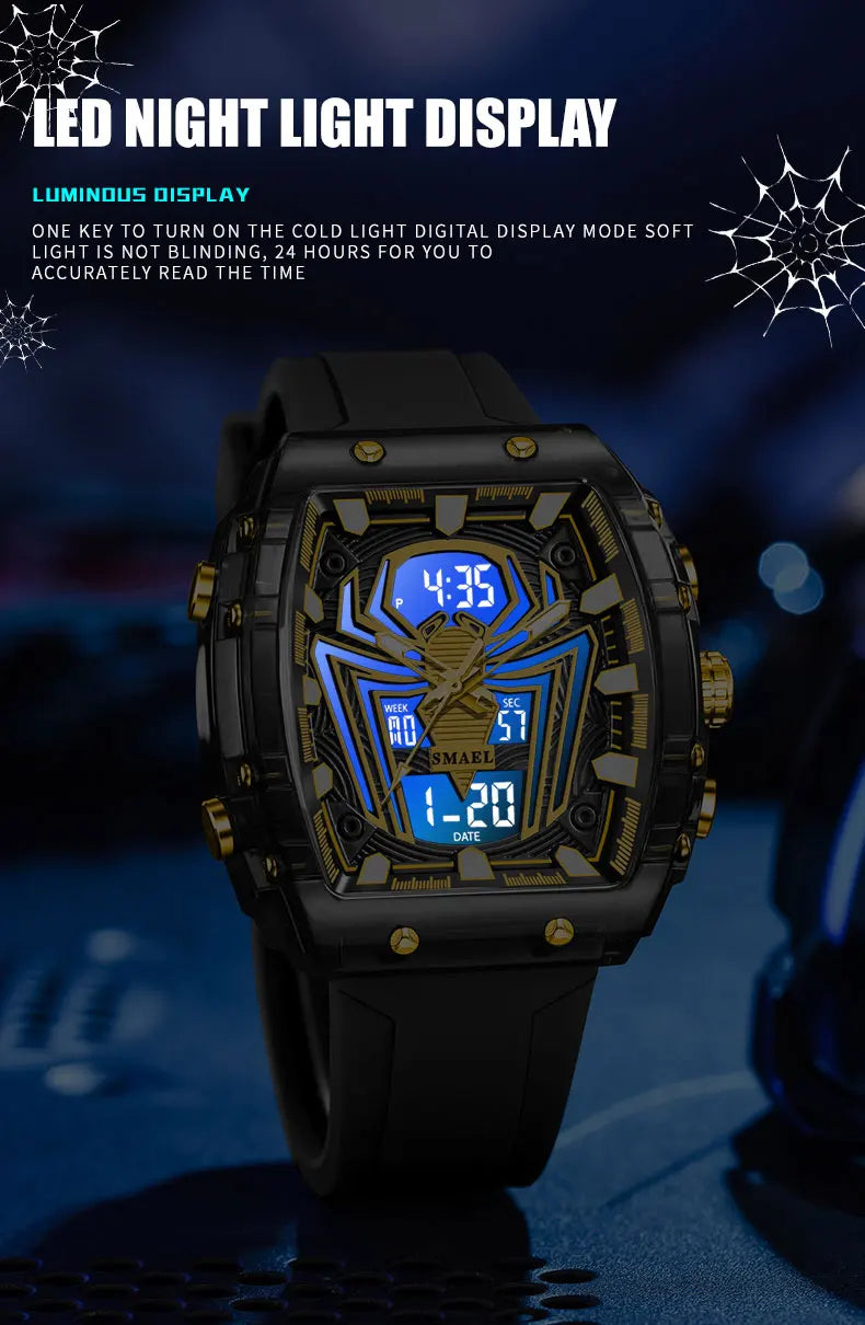 Montre Homme Digital Rectangle 8116 Double Fuseau – Sport Étanche 50M Électronique 2025