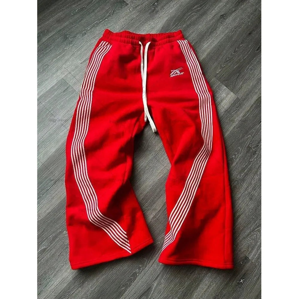 Herren Freizeithose Gestreift Weite Passform Gerade Geschnitten – Elastischer Kordelzug Sport Herbst Winter Streetwear Urban | Herrenmode
