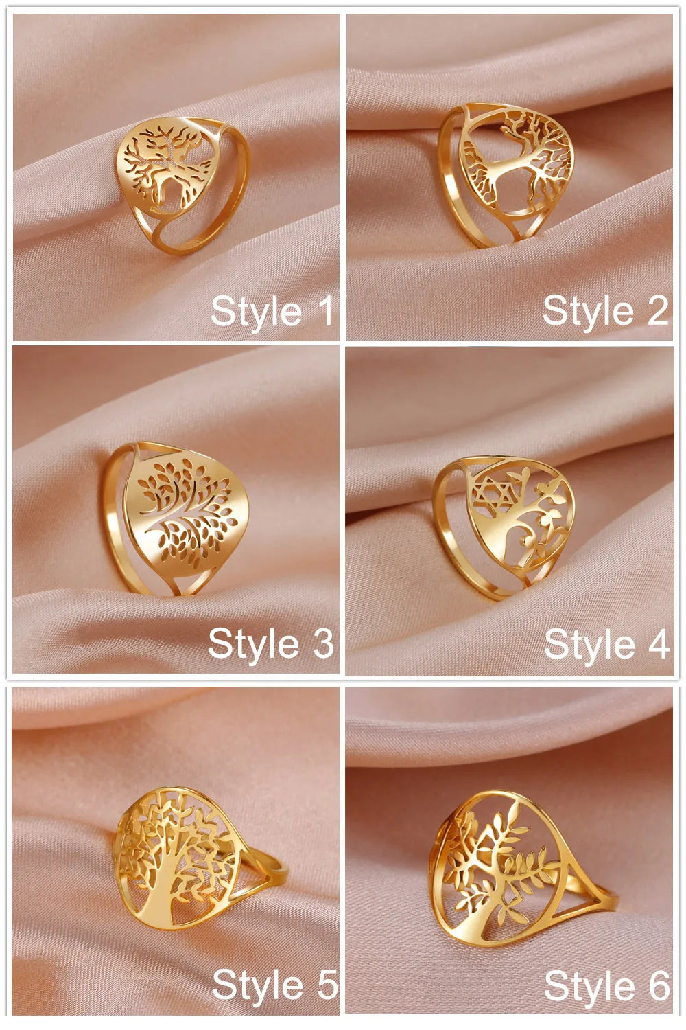 Bague Arbre de Vie Acier Inoxydable Argenté – Symbole Nature & Spiritualité | Bijou Unisexe Couple & Mariage | Cadeau Intemporel