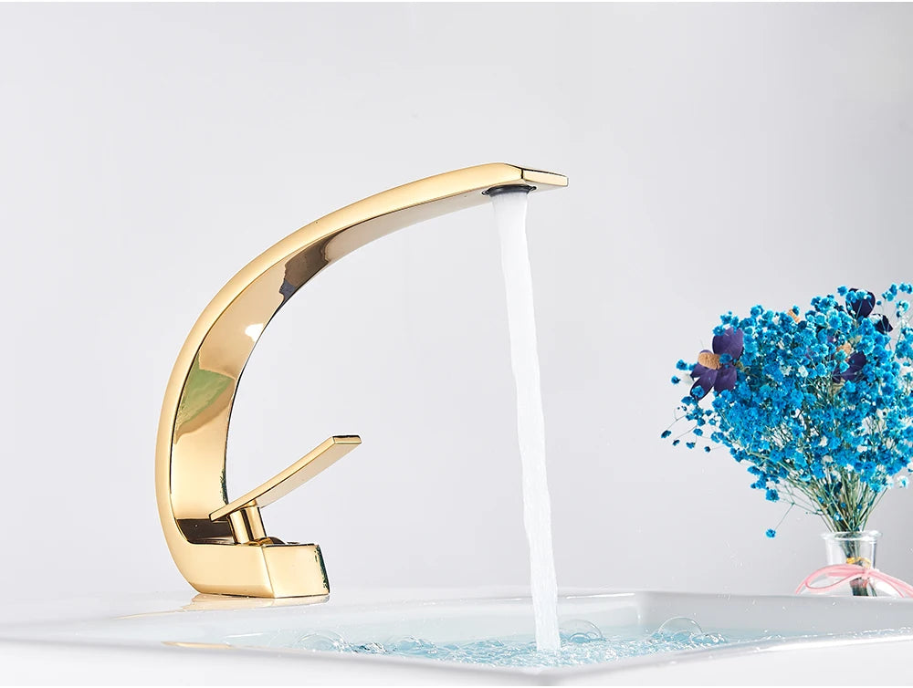 Uythner Robinet Lavabo Noir en Laiton – Mitigeur Mono-Commande 1 Trou | Eau Chaude & Froide Salle de Bain