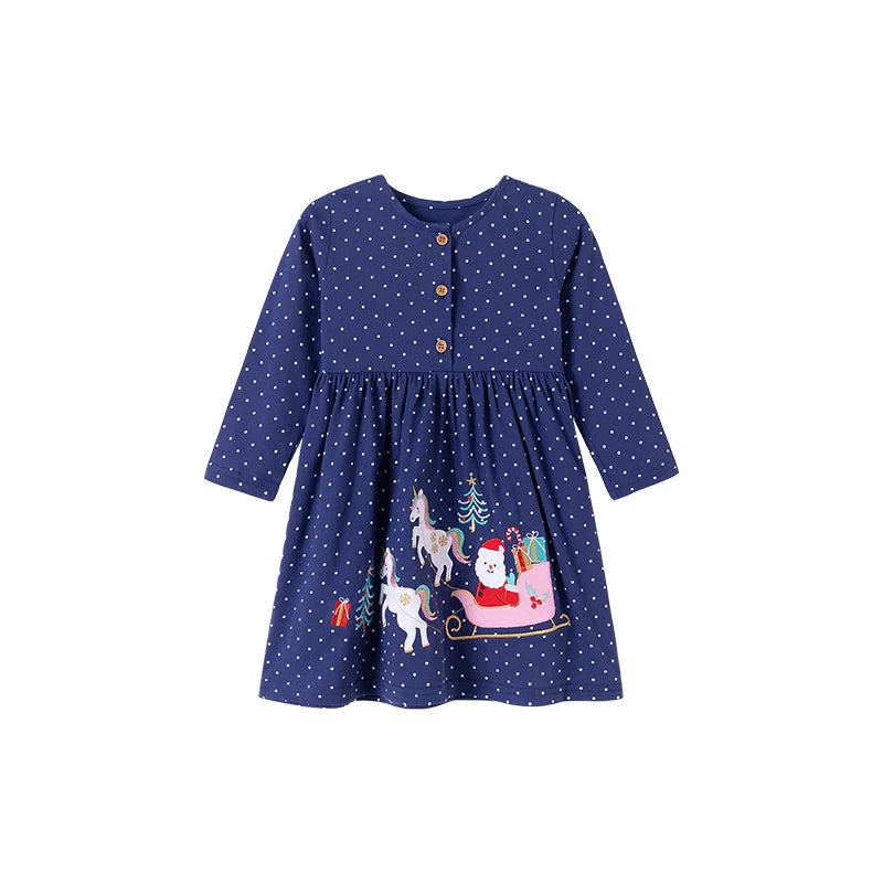 Robe Fille Manches Longues Coton Imprimé Danseuse Ballet – Tenue Automne Enfant 2-7 Ans