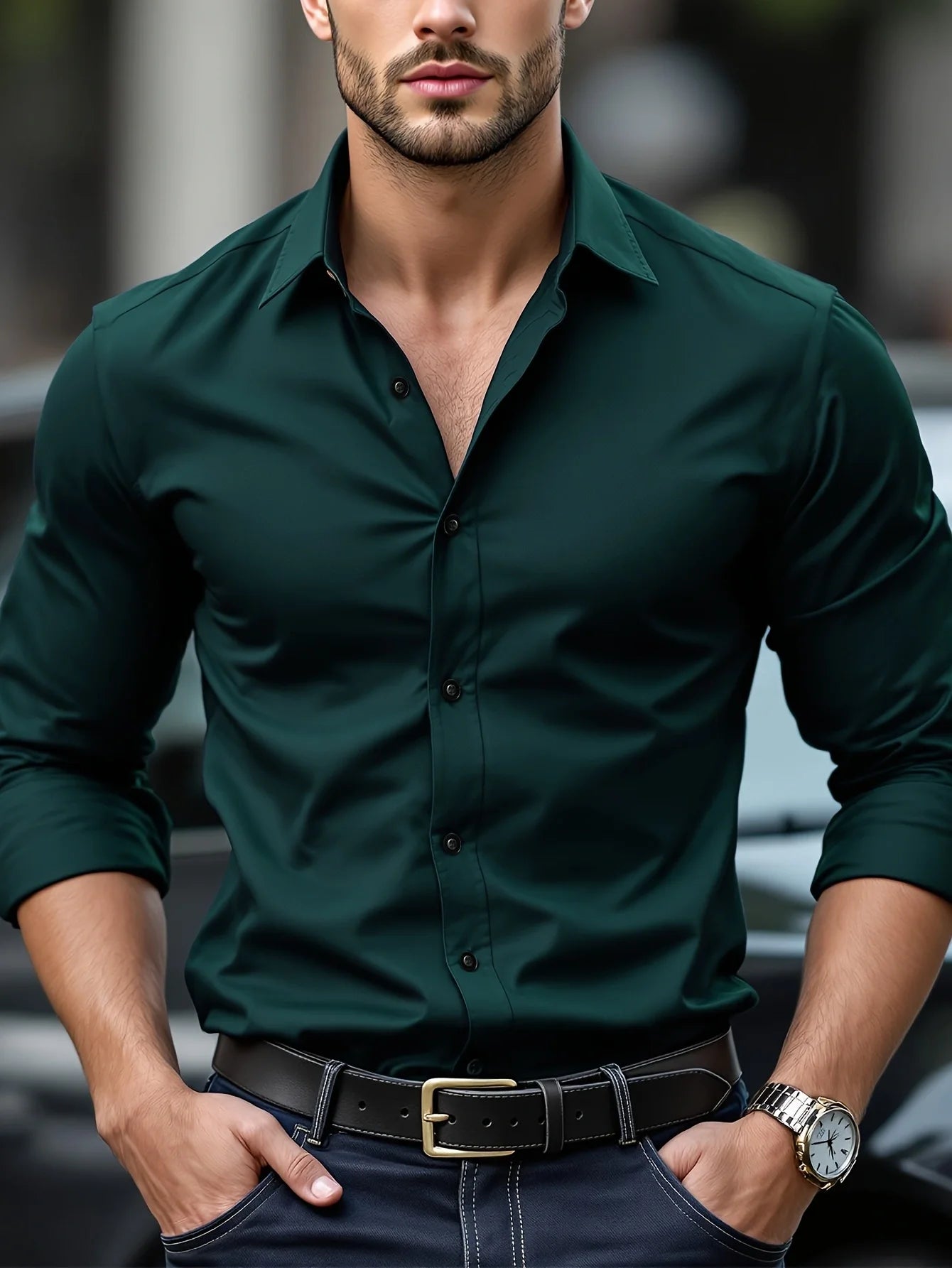 Chemise Homme Manches Longues Tissu Élastique Couleur Unie Multi-Couleurs Qualité Premium Basique Intemporelle Confortable Élégante Polyvalente – Chemise Premium Manches Longues Élastique Couleur Unie Multi-Couleurs | Mode Homme Chemise Premium