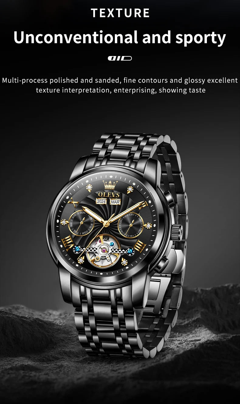 Montre Mécanique Automatique Luxe Homme OLEVS 7088 – Grand Cadran Lumineux Étanche Cadeau