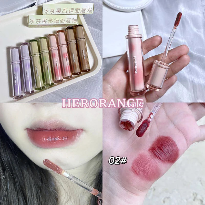 Gloss Miroir Iced Tea – Lip Glaze Jelly Transparent Waterproof | Rouge à Lèvres Liquide Effet Glacé