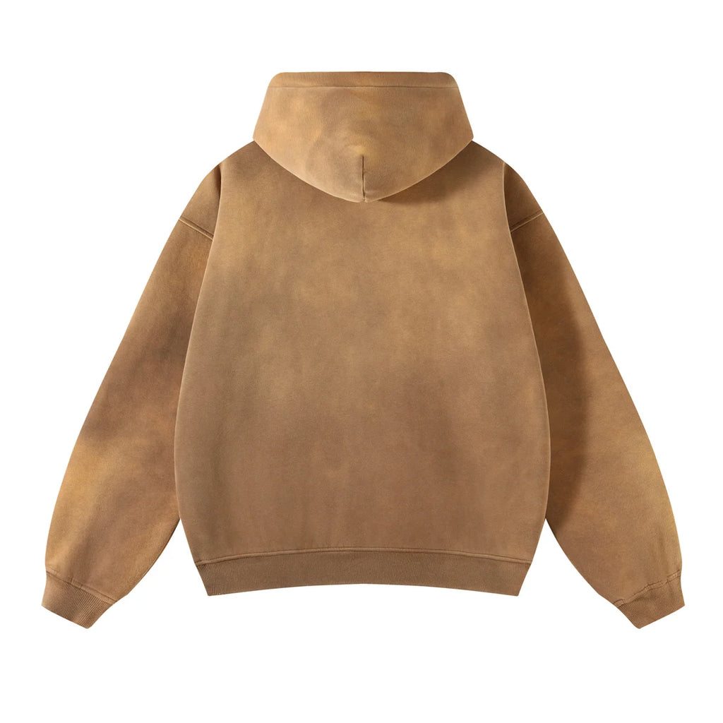 Hoodie Homme Oversize Zip Tie Dye Dégradé – Sweat Cardigan Peluche Loose Grande Taille Hiver | Mode Homme Premium