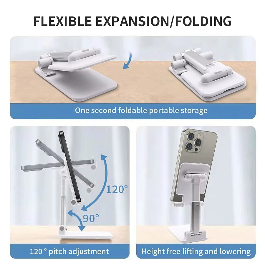Support Téléphone & Tablette Bureau Pliable Réglable – Universel | Smartphone, iPad & PC