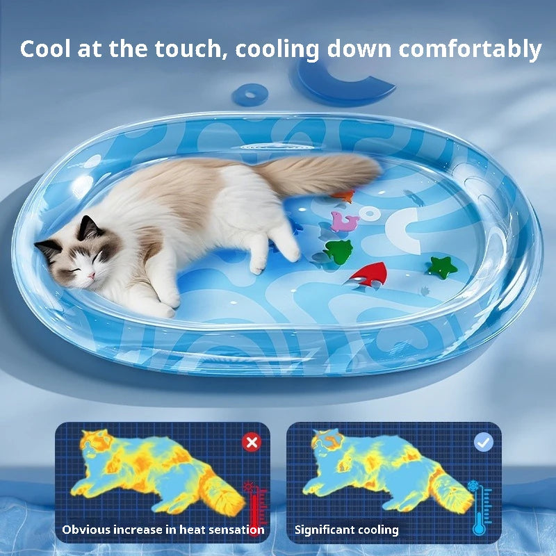 Tapis Rafraîchissant à Eau Chat & Chien – Lit Glacé Anti-Griffures Épais Grande Taille Été