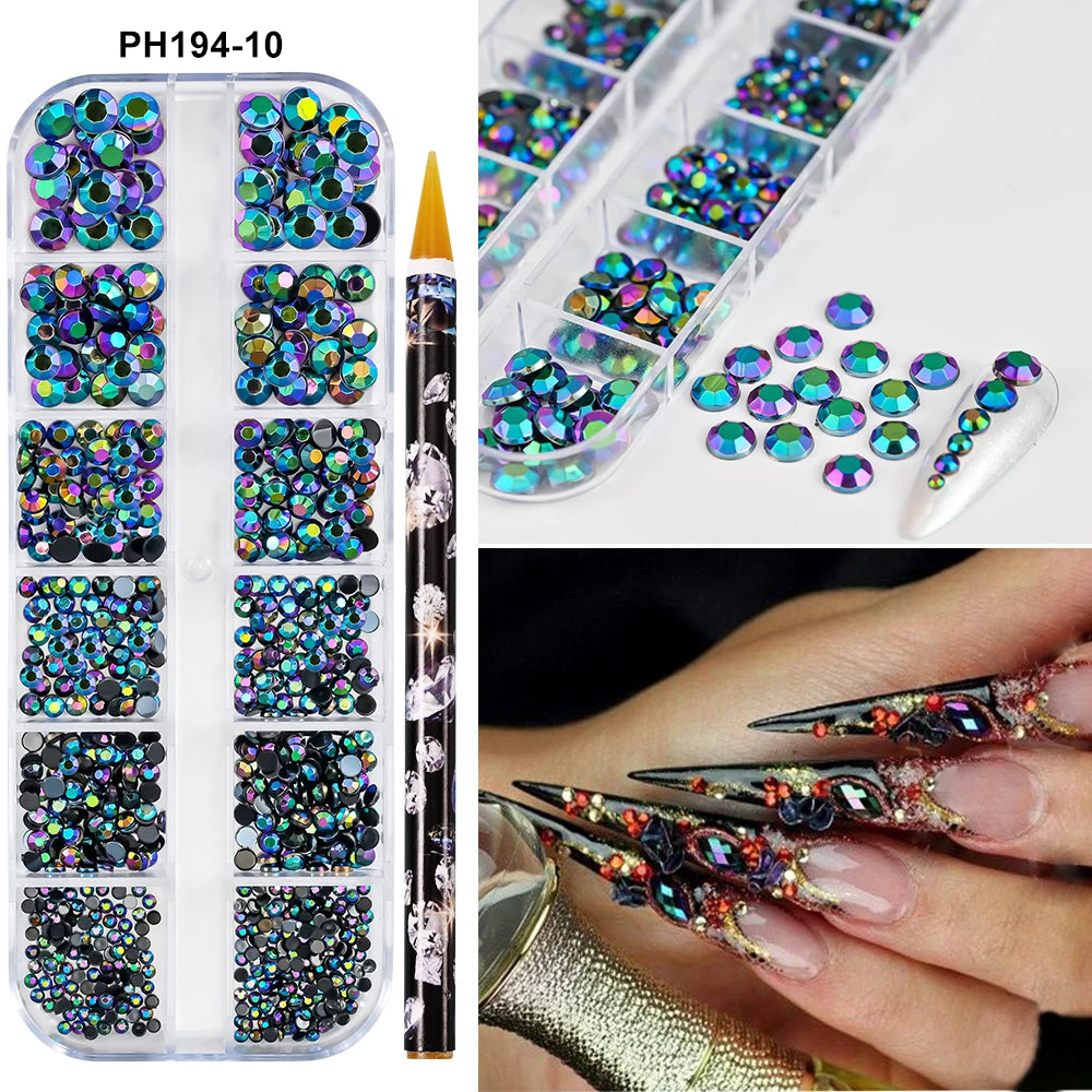 Strass Nail Art 3D Colorés – Diamants Plats Ronds | Déco Ongles DIY