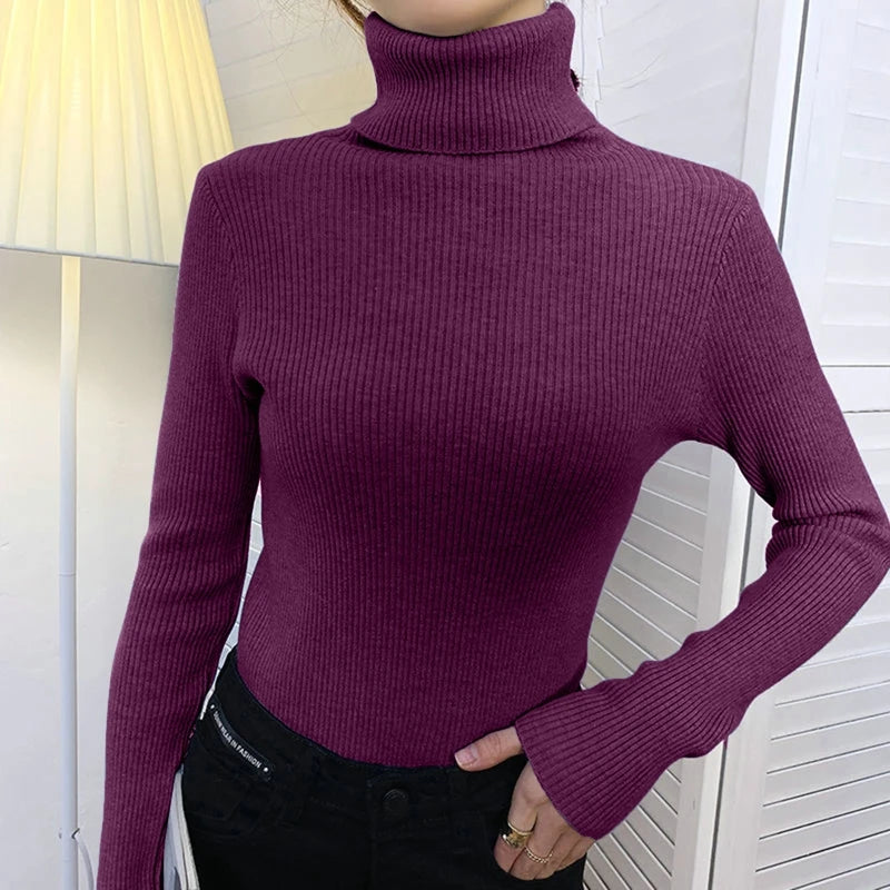 Pull Col Roulé Cachemire Ultra-Doux Femme - Tricot Basique Chic Automne Hiver | Heliar