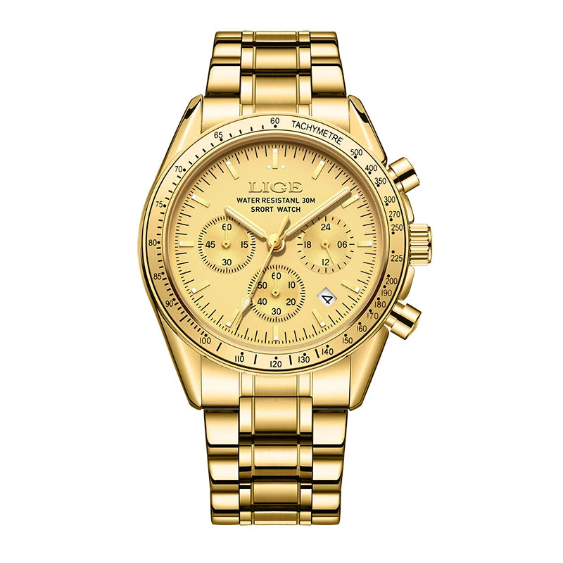 Montre Homme LIGE Luxe Fashion Quartz – Acier Inoxydable Lumineux Étanche Tendance