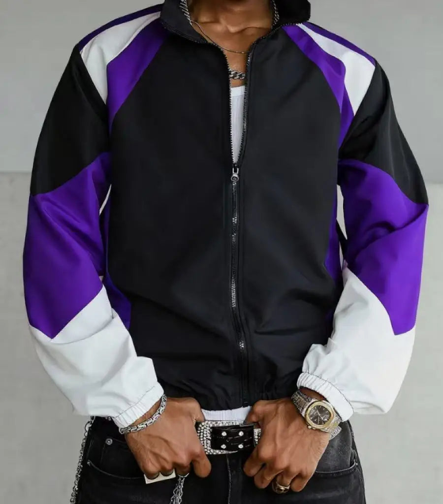 Veste Homme Color Block Légère Casual Voyage Coupe-Vent Résistante Tissu Premium Confortable Tendance | Veste Color Block Légère Premium