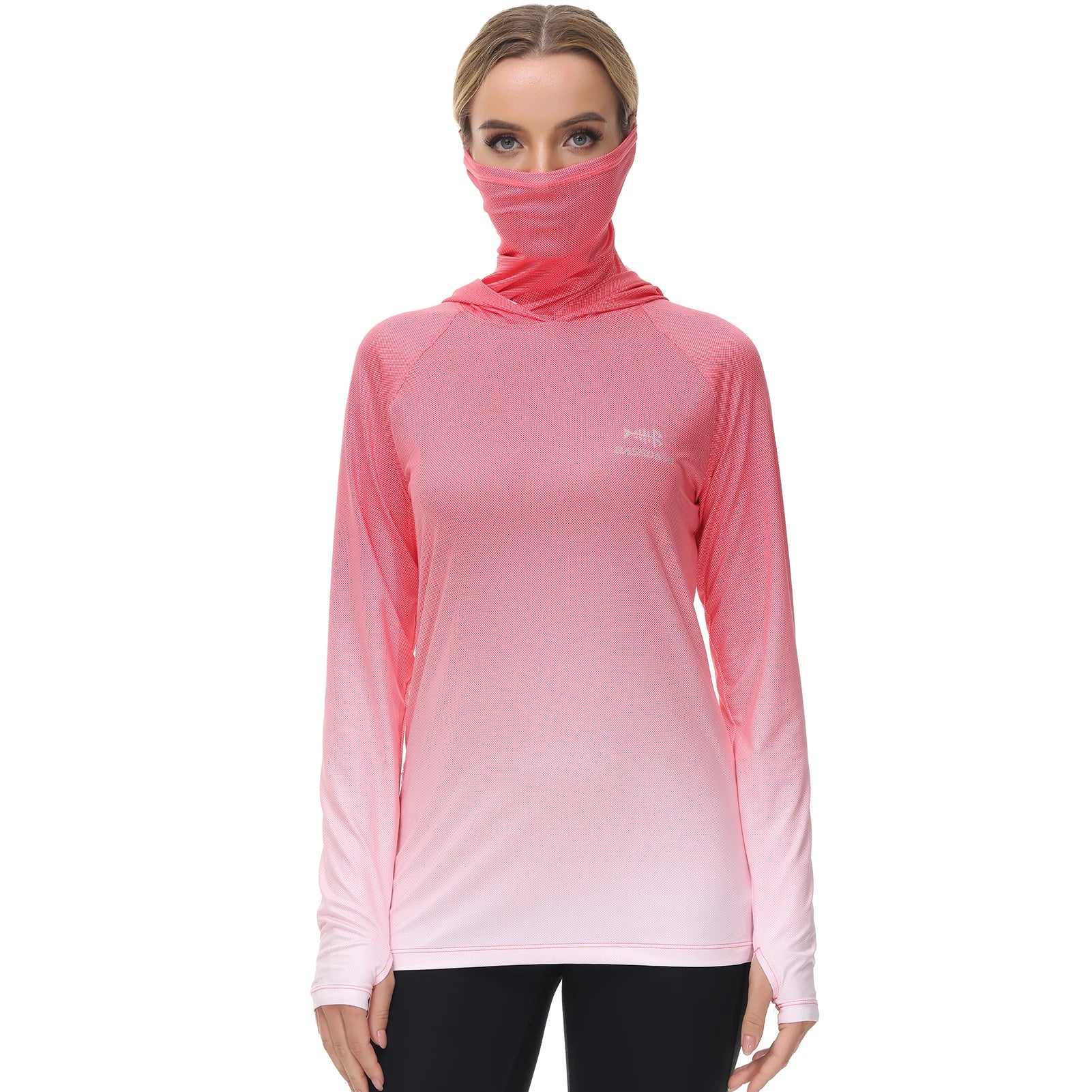 Bassdash Hoodie Anti-UV UPF 50+ Damen – Integrierte Gesichtsbedeckung & Daumenlöcher | Schnelltrocknend & Atmungsaktiv | Angeln, Wandern & Radfahren