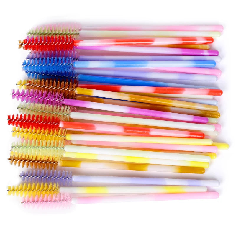 Lot 50/100 Brosses Cils Jetables Arc-en-Ciel – Mascara Wand Applicateur Extension Cils & Sourcils | Outil Maquillage