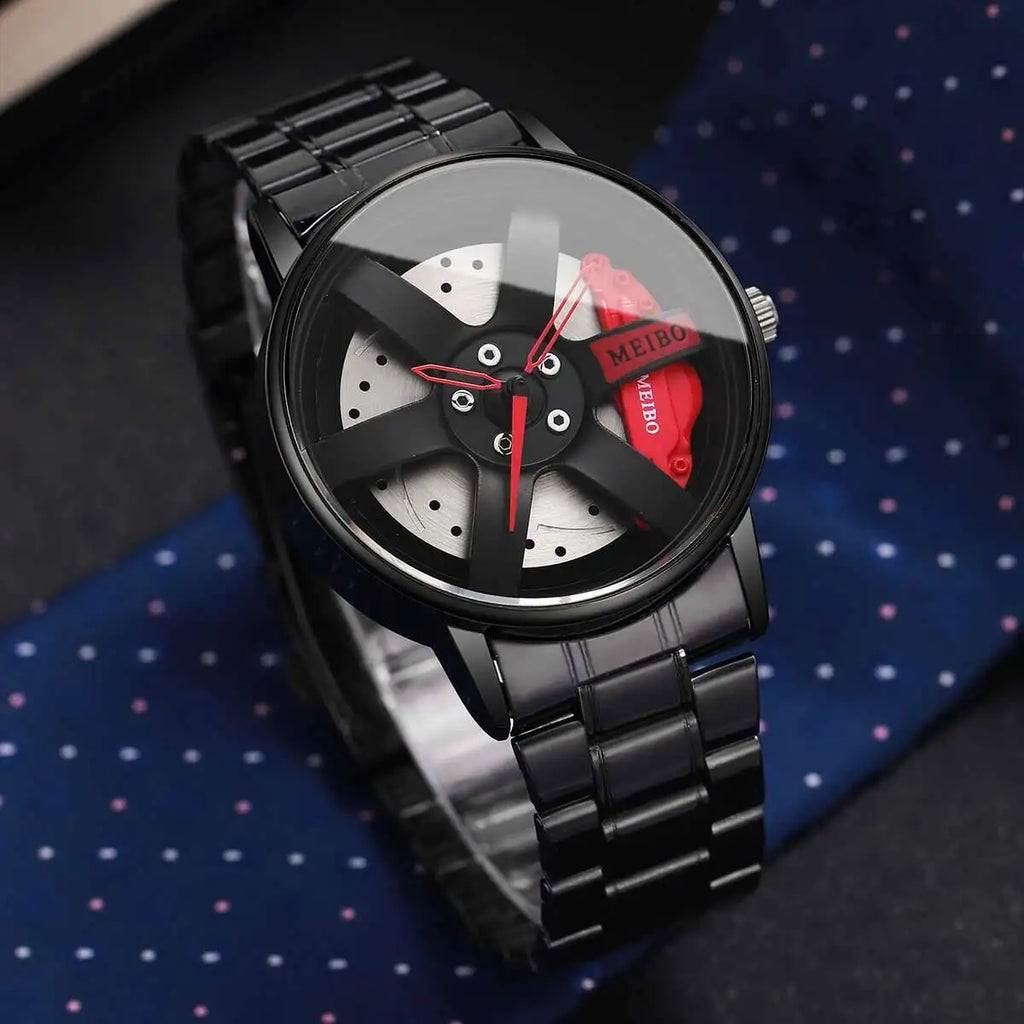 Montre Homme Sport Roue 3D Auto – Bracelet Acier Inoxydable Business Fashion
