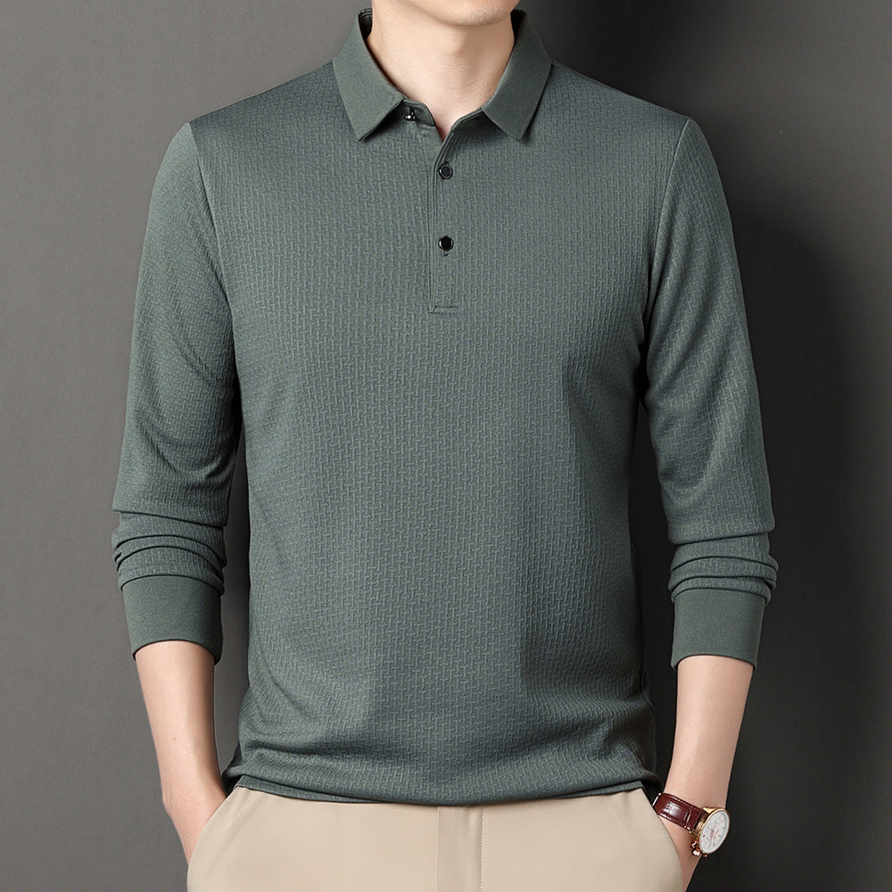 Polo Homme Manches Longues Ajourné Respirant Business Fashion Golf Élégant Grande Taille 4XL Intemporel Confortable – Polo Ajourné Premium Manches Longues Golf | Mode Homme Business Golf Premium