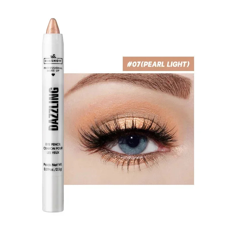 Crayon Fard à Paupières Highlighter Waterproof – Glitter Matte Nude Ver à Soie | Eyeliner Blanc Pigmenté