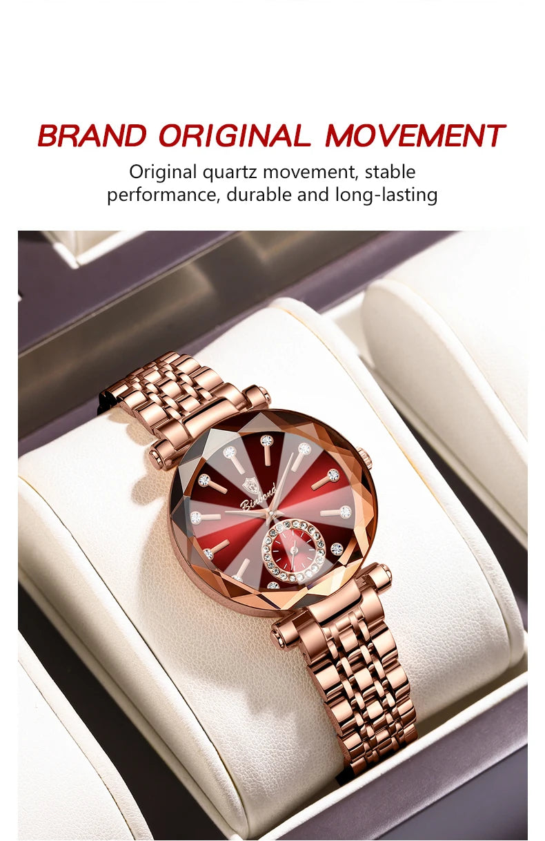 Montre Femme Luxe BINBOND Diamant Cœur de l'Océan Quartz – Lumineuse Étanche Élégante