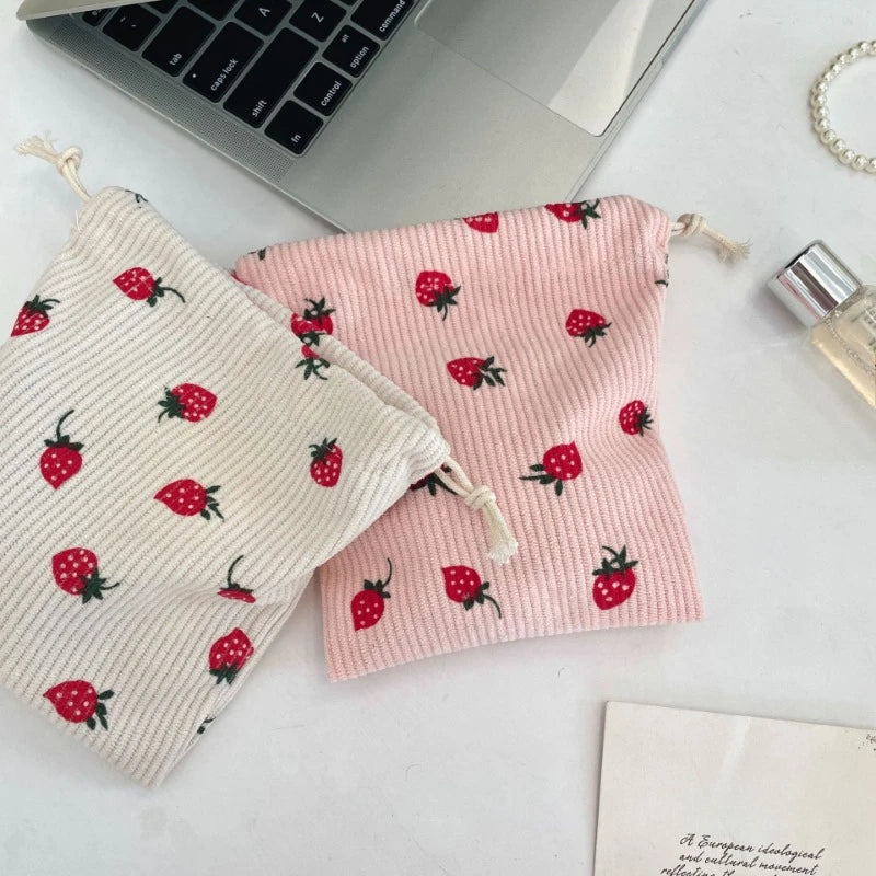 Trousse Maquillage Kawaii Florale - Pochette Cosmétiques & Voyage Cordon