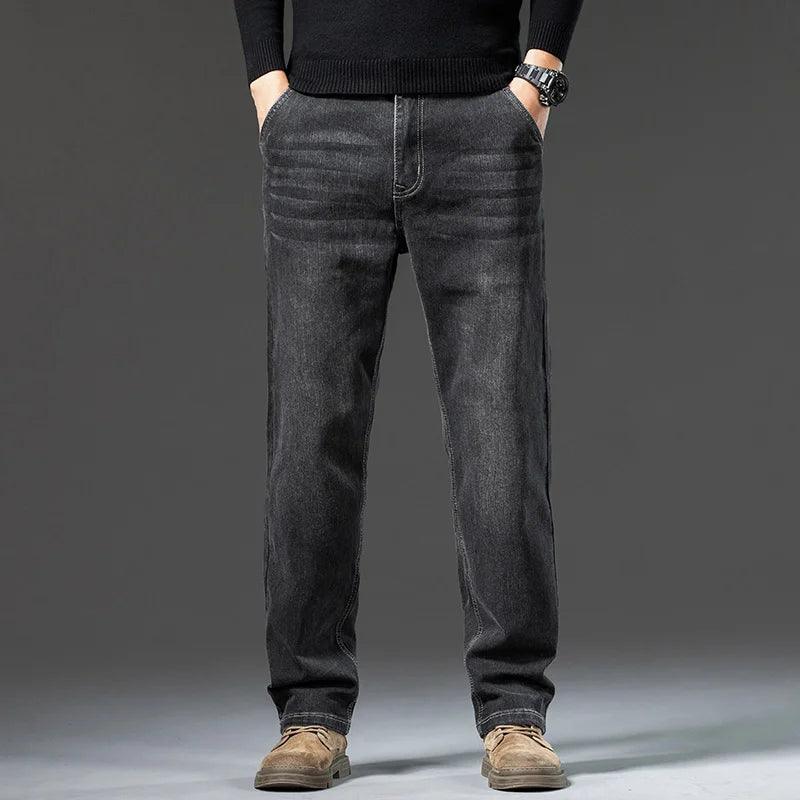 Jean Homme Loose Straight Leg Rétro Lavé Élastique Casual Toutes Saisons Polyvalent Confortable Intemporel Élégant – Jean Loose Premium Straight Leg Rétro | Mode Homme Denim Premium Polyvalent