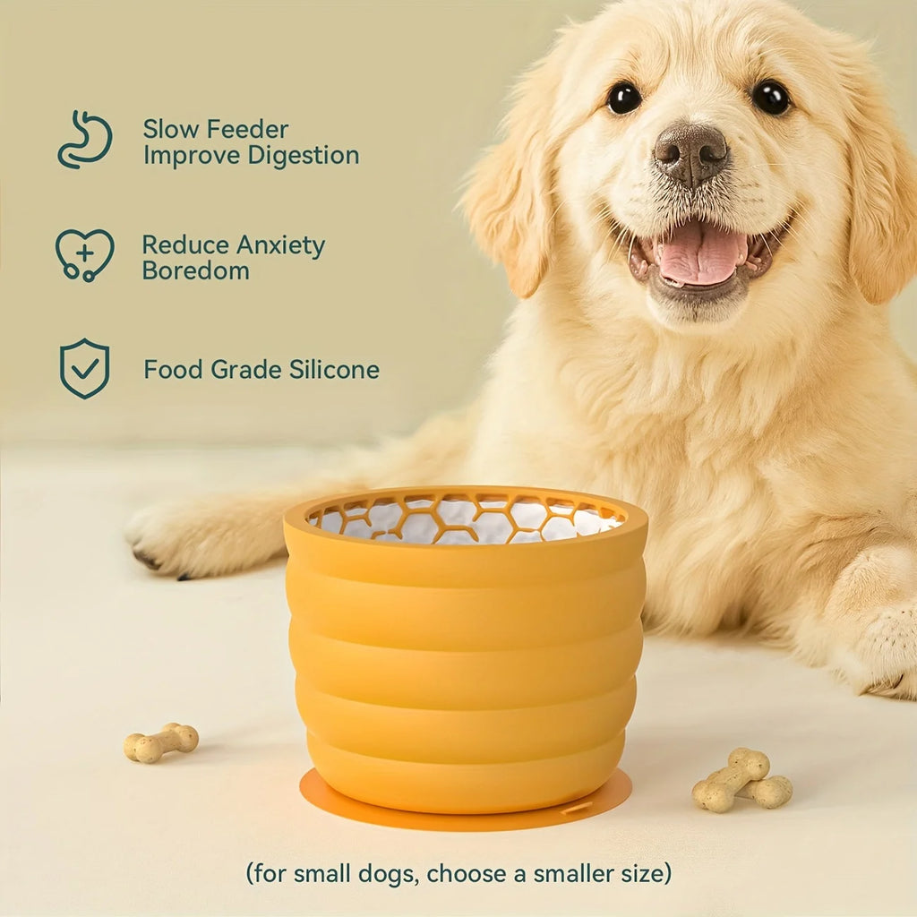 Gamelle Silicone Anti-Glouton Chien – Ventouse Anti-Dérapante Alimentation Saine Petites Races