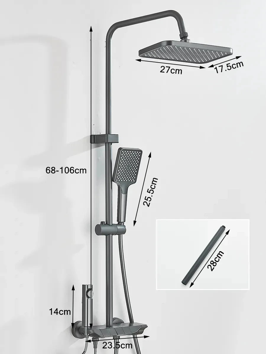Ensemble Douche Blanc 4 Voies Style Piano – Pluie, Affichage Digital Optionnel & Bidet | Système Douche Complet