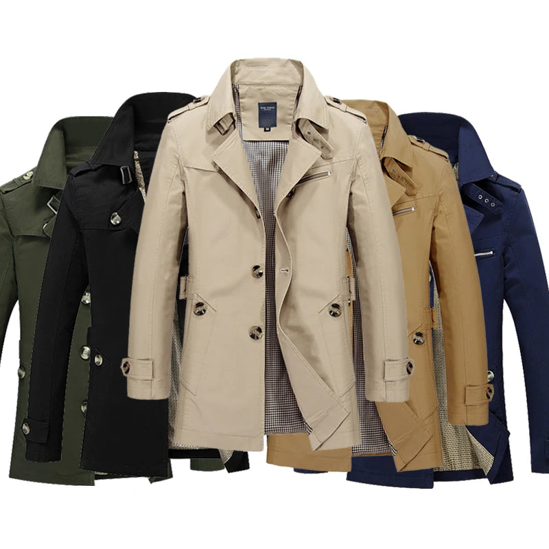Trench Coat Homme Casual Business Coupe-Vent Simple Boutonnage Grande Taille Élégant Intemporel | Trench Premium
