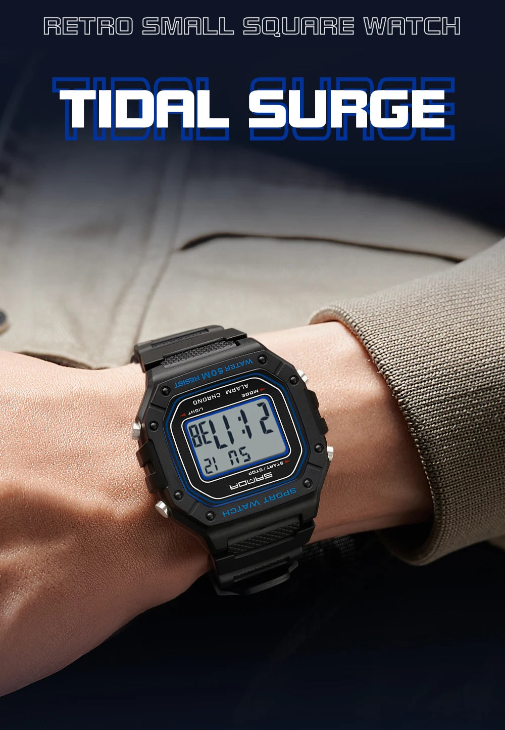 SANDA 2156 Herren Militär Digitaluhr – LED Sport Army Wasserdicht Stoppuhr Großes Zifferblatt