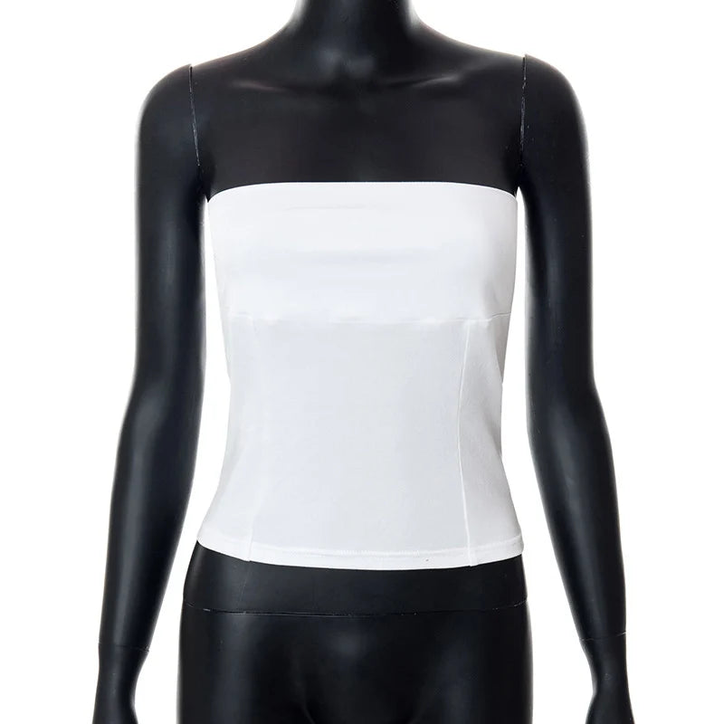 Bustier Corset Femme Y2K Sans Bretelles Épaules Dénudées Tube Top Sexy Slim – Été & Streetwear