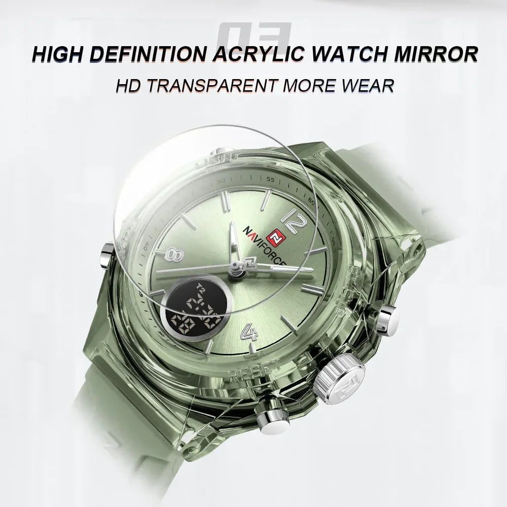 Montre Femme NAVIFORCE NF7109 Quartz Double Affichage – Silicone Lumineuse Étanche Fashion