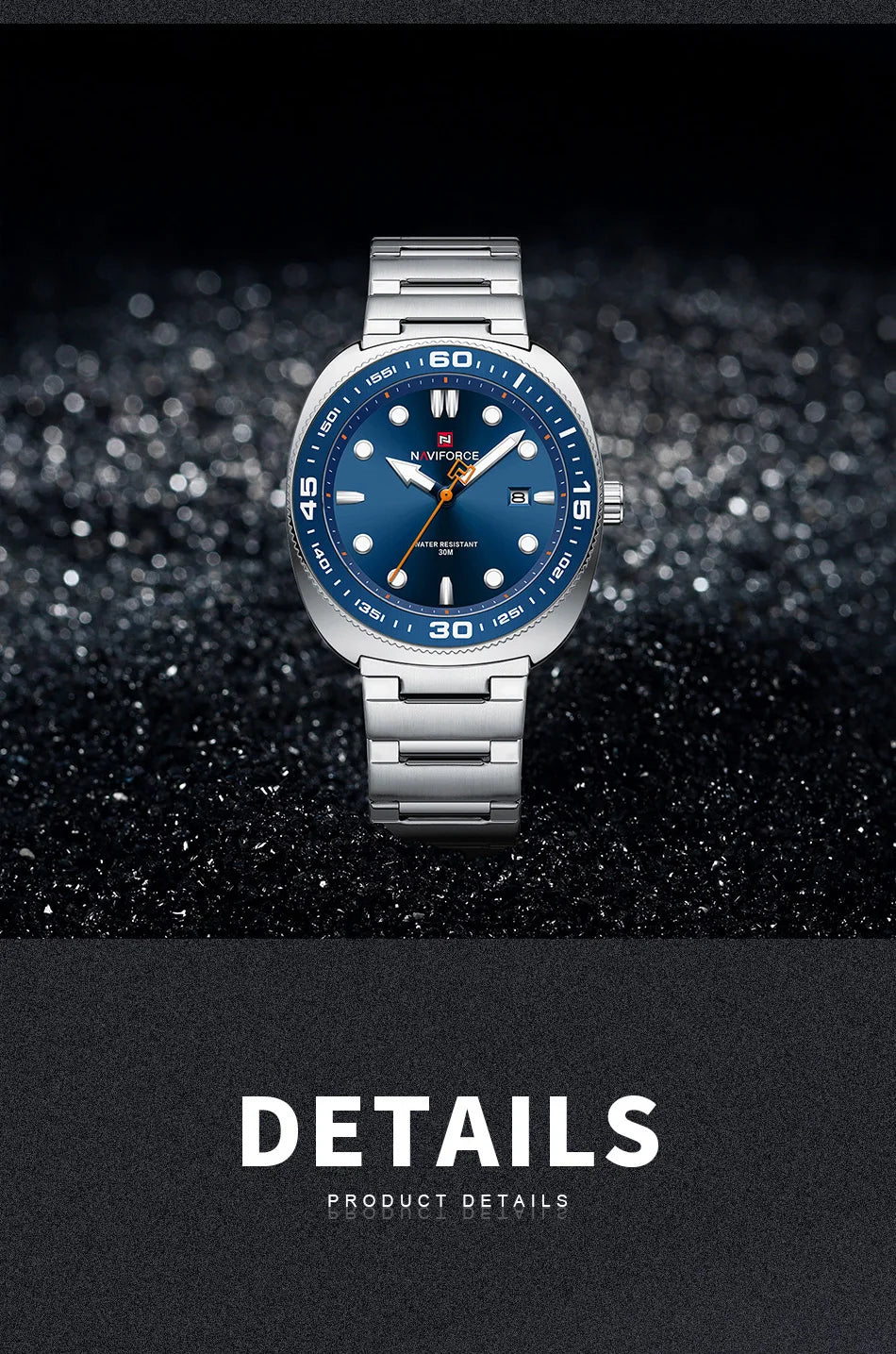 Montre Homme NAVIFORCE Sport Luxe Acier Inoxydable Quartz Date Étanche 30M – Fashion Tendance