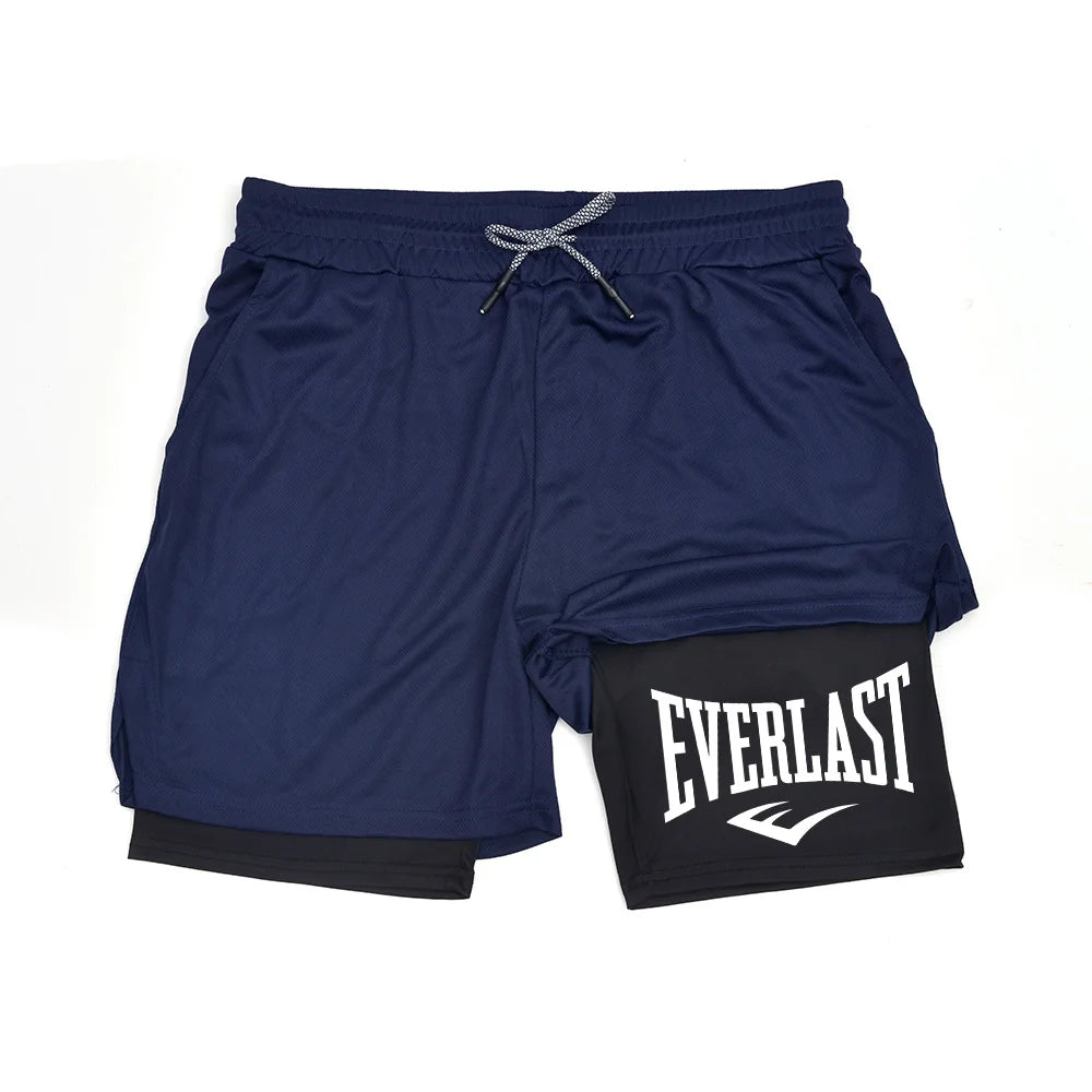 Short Homme Compression Gym Double Couche Séchage Rapide – Basketball Fitness Musculation Imprimé Sport Casual | Mode Homme Performance