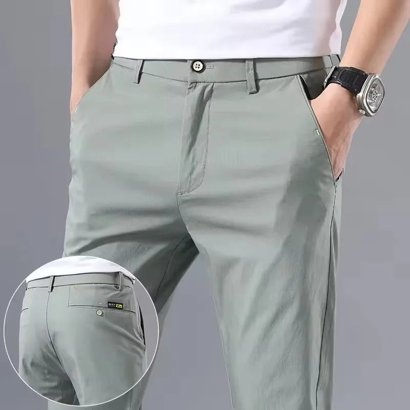 Pantalon Homme Slim Coton Stretch – Business Casual Golf Style Coréen Léger Printemps Automne | Mode Homme Premium