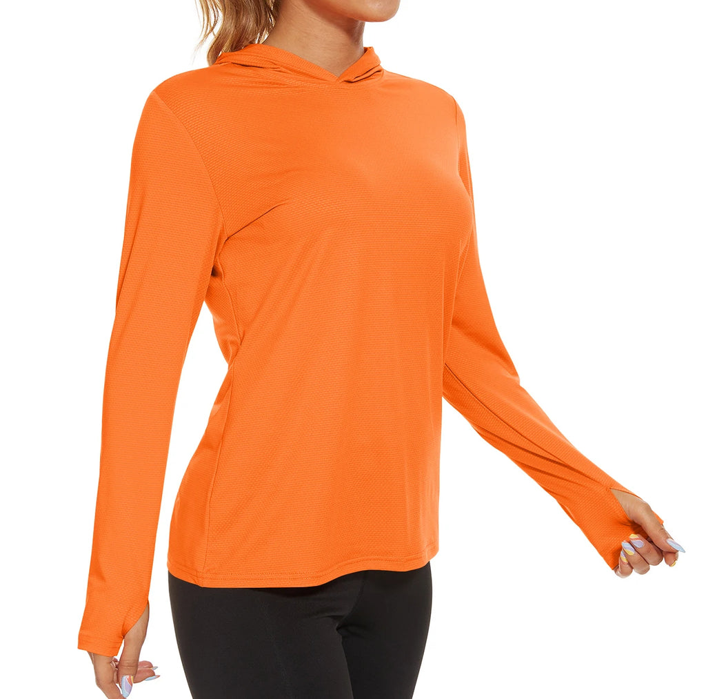 T-Shirt Anti-UV UPF 50+ À Capuche Manches Longues Femme - Pêche, Randonnée & Sport Outdoor | TACVASEN