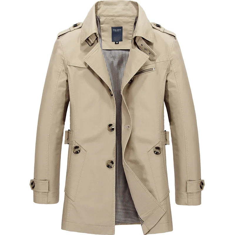 Trench Coat Homme Casual Business Coupe-Vent Simple Boutonnage Grande Taille Élégant Intemporel | Trench Premium