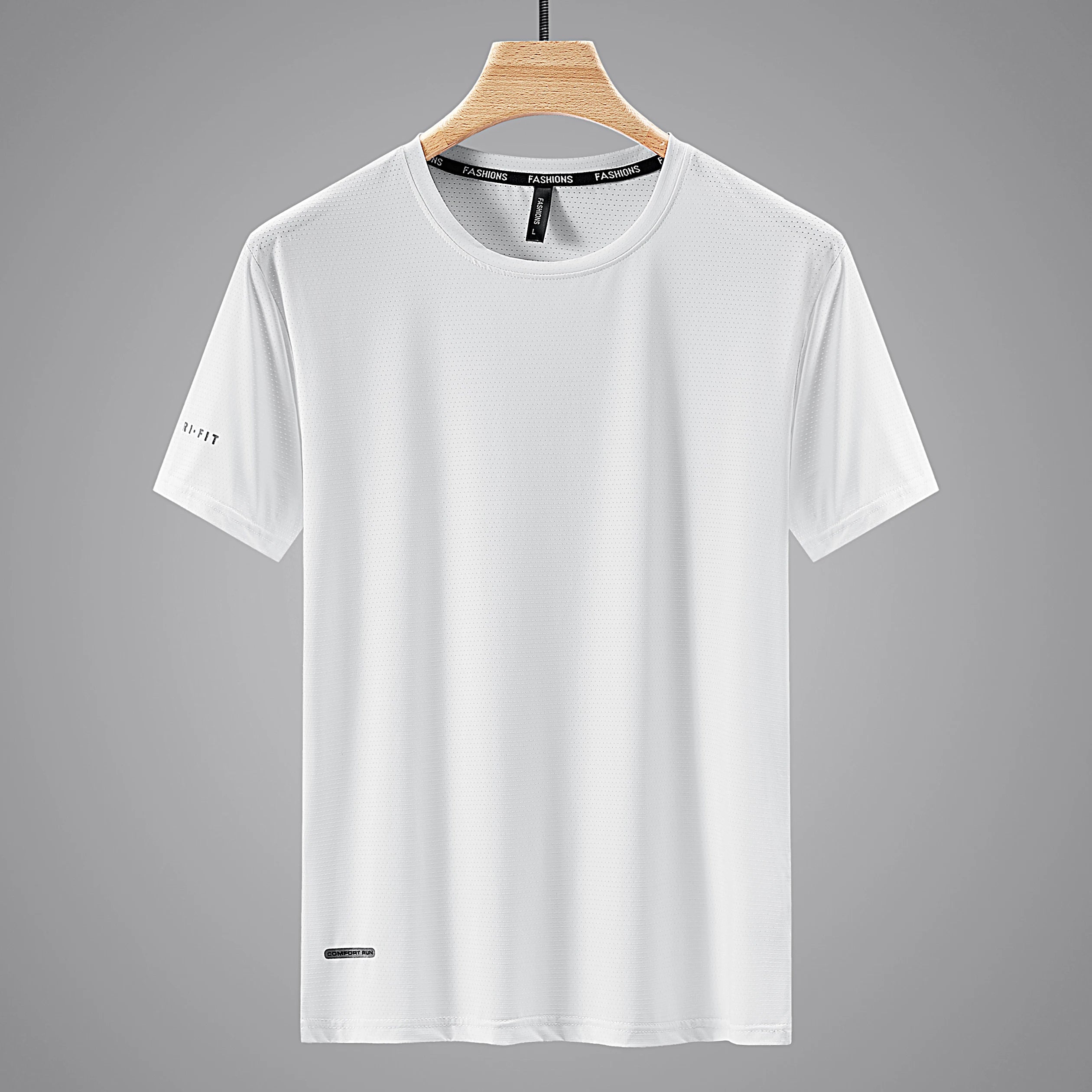 T-Shirt Sport Homme Séchage Rapide Manches Courtes Été Casual Blanc Grande Taille Oversize 6XL 7XL 8XL 9XL Gym Fitness – Tee Sport Performance Inclusif | Mode Homme Sport Premium